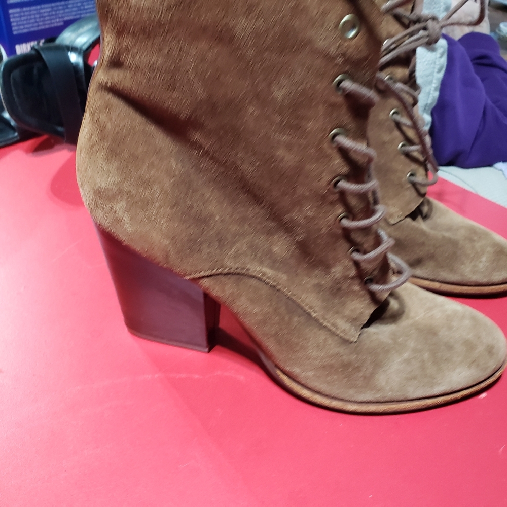 Kork Ease Women's Size 10 Brown Suede Heeled Laced Booties - Picture 3 of 11